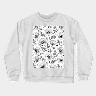 White poppies and ladybugs Crewneck Sweatshirt